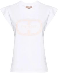 Twinset - Embroidered-Logo Sleeveless T-Shirt - Lyst