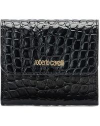 Roberto Cavalli - Croc-Effect Logo-Lettering Card Holder - Lyst