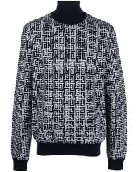 Balmain - Sweater With Monogram Inlay - Lyst