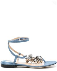 Mach & Mach - Puffy Heart Denim Thong Sandals 5Mm Shoes - Lyst