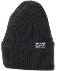 EA7 - Ribbed Logo-Patch Beanie - Lyst