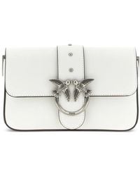 Pinko - Studs Buckle Leather Shoulder Bag - Lyst