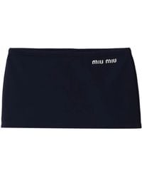 Miu Miu - Embroidered-Logo Mini Skirt - Lyst