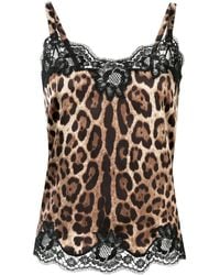 Dolce & Gabbana - Leopard-print Satin Camisole Top - Lyst