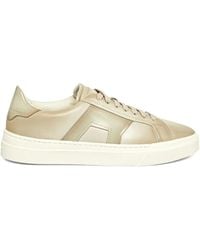 Santoni - Sneakers Met Leren Vlakken - Lyst