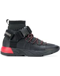 Emporio Armani Buckle-embellished Trainers - Black