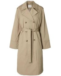 SELECTED - Double-Breasted Belted Trench Coat - Lyst