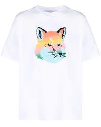 Maison Kitsuné - T-Shirt mit Fuchskopf-Print - Lyst