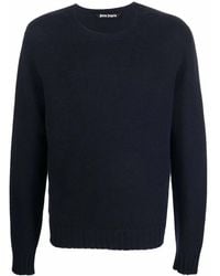 Palm Angels - Curved Logo Knit Sweatshirt Navy - Lyst