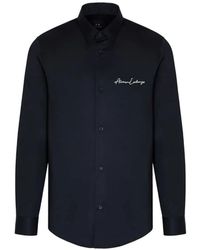 ARMANI EXCHANGE - Logo-Embroidered Long-Sleeve Shirt - Lyst