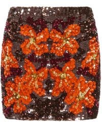 P.A.R.O.S.H. - Sequin-Embellished Floral-Pattern Mini Skirt - Lyst