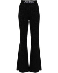 Palm Angels - Logo Lurex Flared Trousers - Lyst