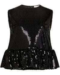 Nina Ricci - Haut Peplum Sans Manches À Sequins Brodés - Lyst