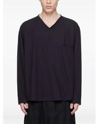 Lemaire - T-Shirt Con Scollo A V A Maniche Lunghe - Lyst