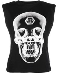 Philipp Plein - Graphic-Print Sleeveless Top - Lyst