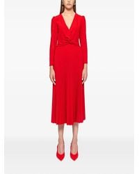 Nissa - Pleated V-Neck Midi Dress - Lyst