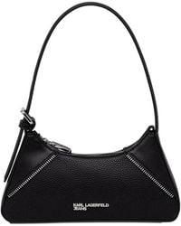 KARL LAGERFELD - Small Rebel Logo-Plaque Zip-Detail Shoulder Bag - Lyst