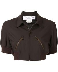 Dior Pre-owned Cropped-Jacke mit Reißverschluss - Braun