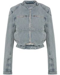 SRVC Studio - Zip-Fastening Cut-Out Denim Jacket - Lyst