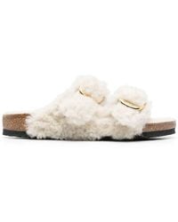 Birkenstock - Buckle-Fastening Shearling Slides - Lyst