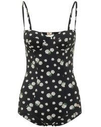 Dolce & Gabbana - Floral-Print Dg Logo Swimsuit - Lyst