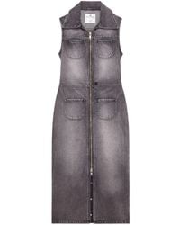 Courreges - Double-Pockets Denim Midi Dress - Lyst