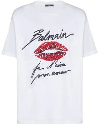 Balmain - Love Letter Tシャツ - Lyst