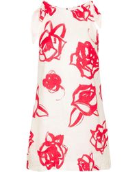 MSGM - Floral-print Linen Mini Dress - Lyst