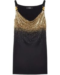 Versace - Mini Robe Nuisette Mesh Métallisé Cristaux - Lyst
