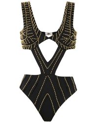 Amir Slama Bestickter Badeanzug - Schwarz