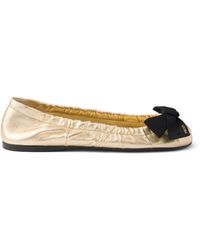 Prada - Mordoré Nappa Leather Ballerinas With Bow - Lyst
