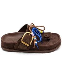 KOMIS & KOMIS - Beaded-Lace Suede Sandals - Lyst