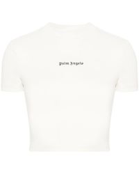 Palm Angels - Logo-embroidered Cropped T-shirt - Lyst