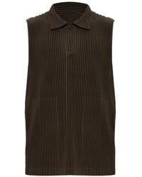 Homme Plissé Issey Miyake - Sleeveless Pleated Polo Shirt - Lyst