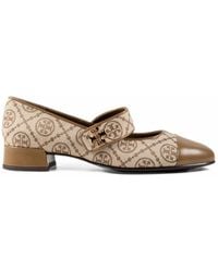 Tory Burch - T Monogram Leather-Trim Ballet Flats - Lyst