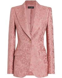 Dolce & Gabbana - Floral Quilted Jacquard Single-Breasted Jacket - Lyst