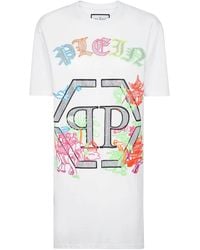 Philipp Plein - Logo-Embellished Embroidered T-Shirt Dress - Lyst