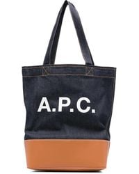 A.P.C. - Mittelgroßer Jeans-Tote Bag mit Logo-Detail - Lyst