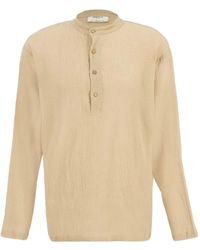 SPIRITUM TULUM - Button-Up Cotton- Gauze T-Shirt - Lyst