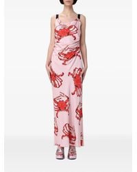 MSGM - Vestido Largo Con Cangrejo Estampado - Lyst