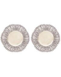 Fantasia by Deserio - Pearl And Baguette Button Earrings - Lyst