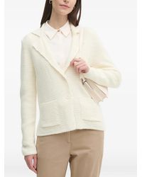 Sisley - Textured-Knit Notched-Lapel Cardigan - Lyst