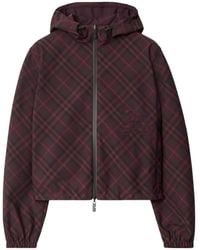 Burberry - Cropped Reversible Check Hooded Jacket - Lyst