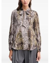 MARC AUREL - Blouse Met Slangenprint En Strik - Lyst
