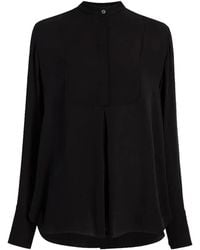 Another Tomorrow - Tuxedo Pleated Blouse - Lyst
