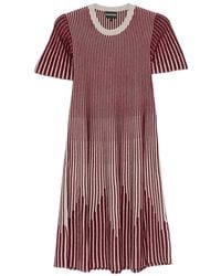 Emporio Armani - Striped Short-Sleeve Midi Dress - Lyst