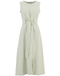 Barbour - Vestido Drapeado A Rayas Con Cinturón - Lyst