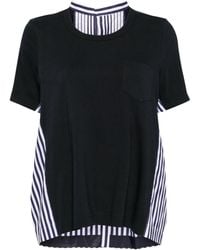 Sacai - Panelled Cotton T-Shirt - Lyst