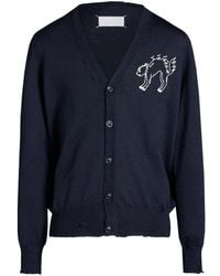 Maison Margiela - Wool Cardigan With Embroidered Cat - Lyst