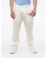 Off-White c/o Virgil Abloh - Pantalon À Patch Logo En Lin Mélangé - Lyst